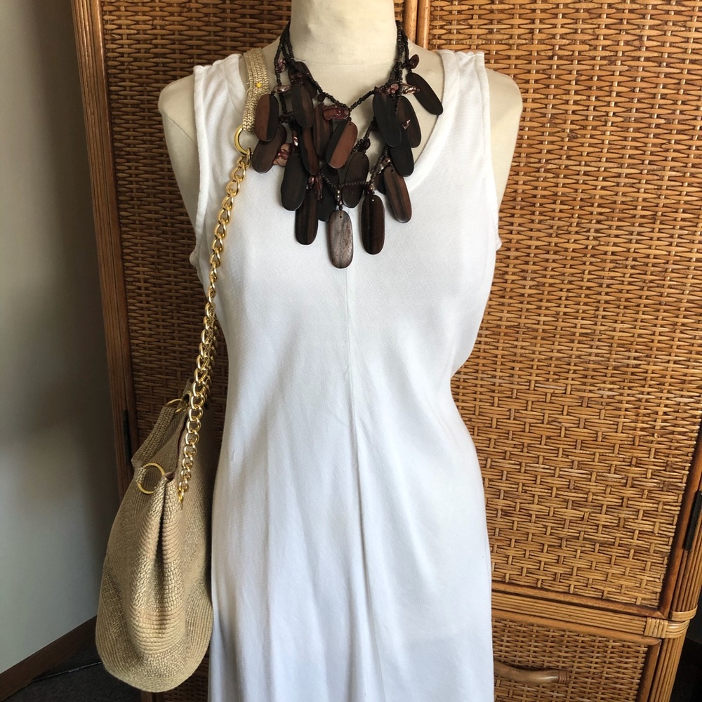 Eileen Fisher Bias cut. Designed to accentuate curves.